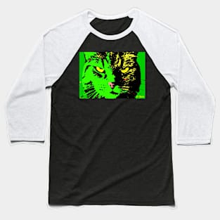 ANGRY CAT POP ART - GREEN YELLOW BLACK Baseball T-Shirt